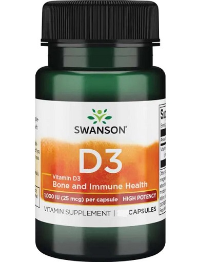 Swanson Vitamin D3 - 1000 IU - 30 Kapsel